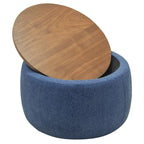 Pouf de rangement rond, pouf de table basse 3-en-1, table d'appoint faite à la main