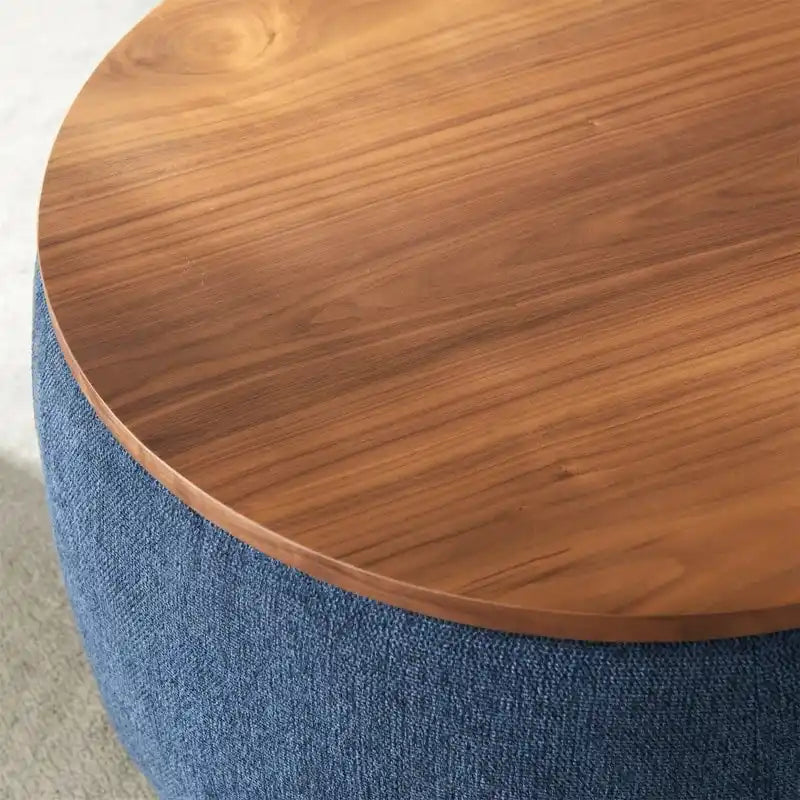 Pouf de rangement rond, pouf de table basse 3-en-1, table d'appoint faite à la main