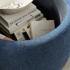 Pouf de rangement rond, pouf de table basse 3-en-1, table d'appoint faite à la main
