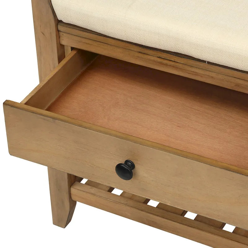 Banc de rangement d'entrée avec coussin et tiroirs - 39L x 14W x 19.8H