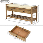 Banc de rangement d'entrée avec coussin et tiroirs - 39L x 14W x 19.8H