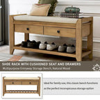 Banc de rangement d'entrée avec coussin et tiroirs - 39L x 14W x 19.8H