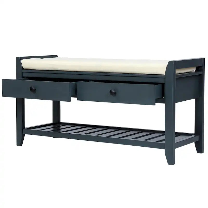 Banc de rangement d'entrée avec coussin et tiroirs - 39L x 14W x 19.8H