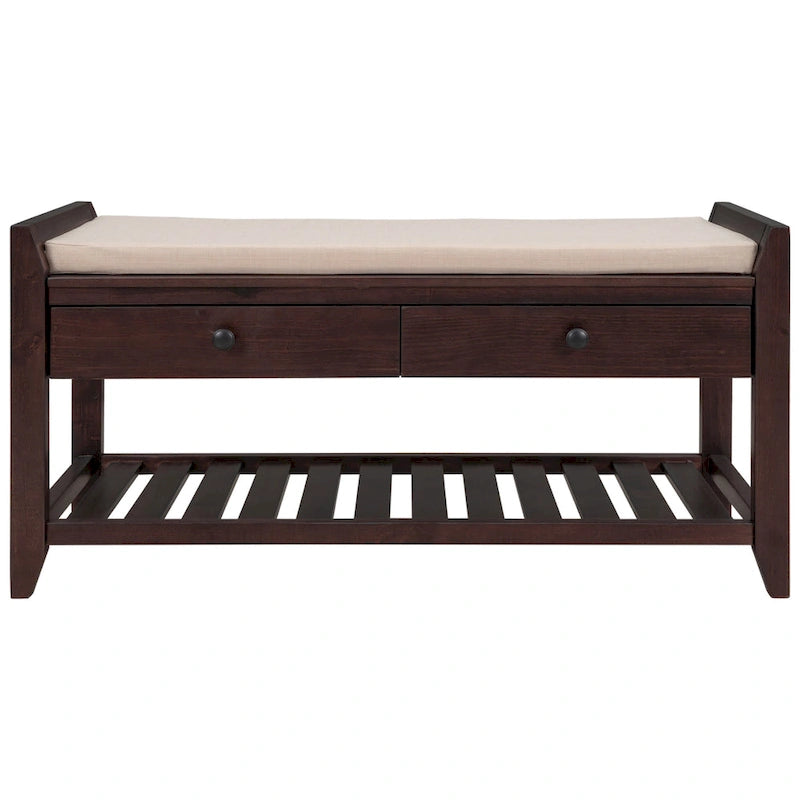 Banc de rangement d'entrée avec coussin et tiroirs - 39L x 14W x 19.8H
