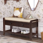 Banc de rangement d'entrée avec coussin et tiroirs - 39L x 14W x 19.8H