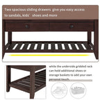 Banc de rangement d'entrée avec coussin et tiroirs - 39L x 14W x 19.8H