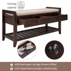 Banc de rangement d'entrée avec coussin et tiroirs - 39L x 14W x 19.8H