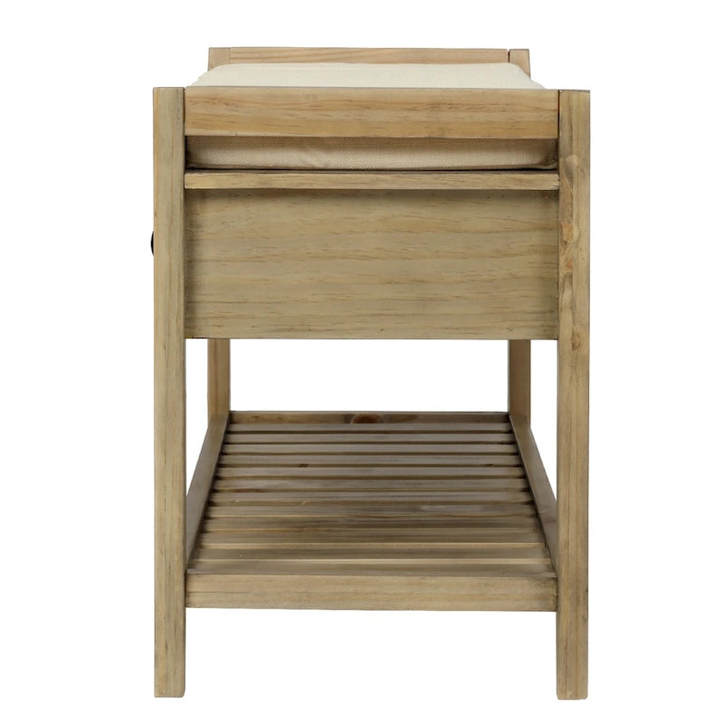 Banc de rangement d'entrée avec coussin et tiroirs - 39L x 14W x 19.8H