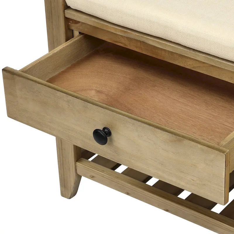 Banc de rangement d'entrée avec coussin et tiroirs - 39L x 14W x 19.8H