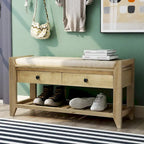 Banc de rangement d'entrée avec coussin et tiroirs - 39L x 14W x 19.8H