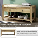 Banc de rangement d'entrée avec coussin et tiroirs - 39L x 14W x 19.8H