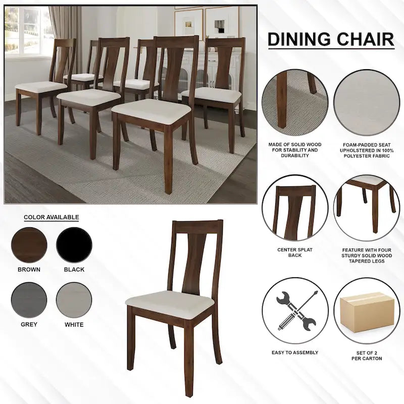 Chaises de salle à manger en bois de style vintage CraftPorch (Lot de 2) - S.O.