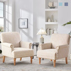 Fauteuil d'appoint avec accoudoirs roulés - Lot de 2 - Bleu/Gris/Marron