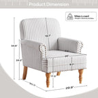 Fauteuil d'appoint avec accoudoirs roulés - Lot de 2 - Bleu/Gris/Marron