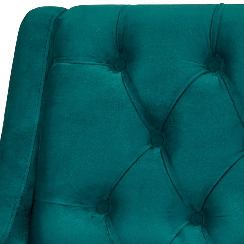 Causeuse capitonnée de style Mid-Century – Perle / Bleu / Lin / Vert émeraude / Gris, 2 places