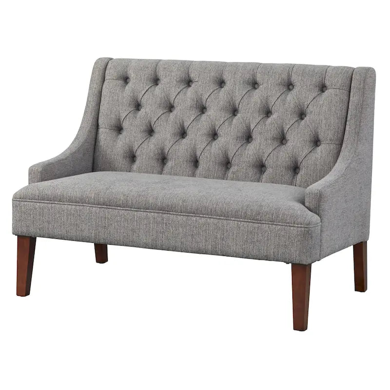 Causeuse capitonnée de style Mid-Century – Perle / Bleu / Lin / Vert émeraude / Gris, 2 places