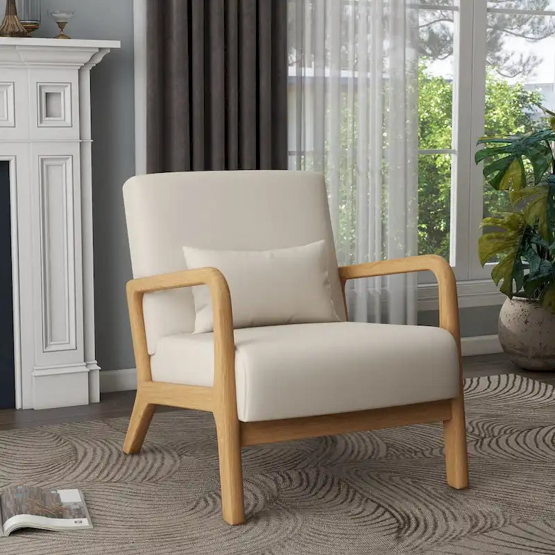Fauteuil d'appoint rembourré Mid-Century Modern avec oreiller