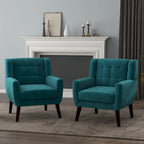 Fauteuils d'appoint capitonnés en velours, lot de 2