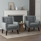 Fauteuils d'appoint capitonnés en velours, lot de 2
