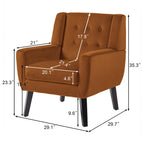 Fauteuils d'appoint capitonnés en velours, lot de 2