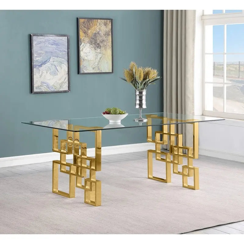 Table de salle à manger en verre trempé et acier inoxydable – Qualité supérieure