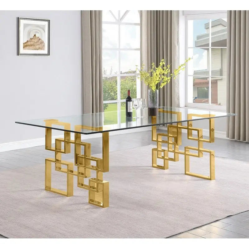 Table de salle à manger en verre trempé et acier inoxydable – Qualité supérieure
