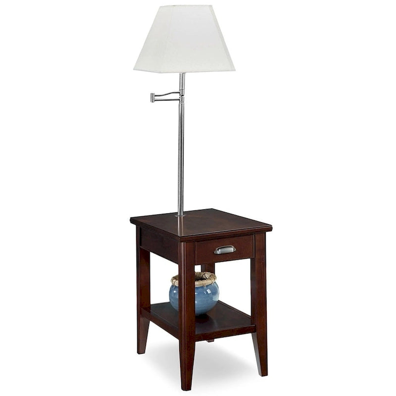 Table d'appoint Leick Home Laurent avec lampe pivotante et tiroir