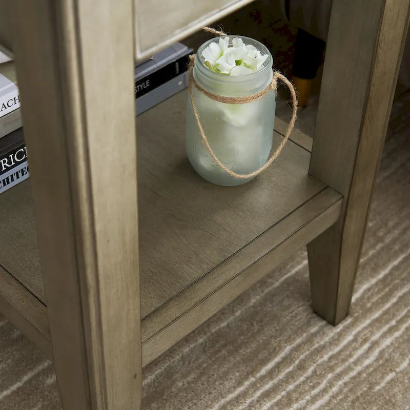 Table d'appoint Leick Home Laurent avec lampe pivotante et tiroir
