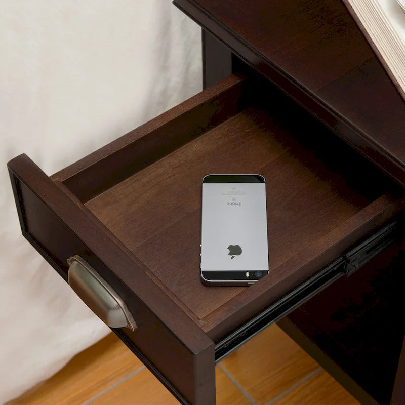 Table d'appoint Leick Home Laurent avec lampe pivotante et tiroir