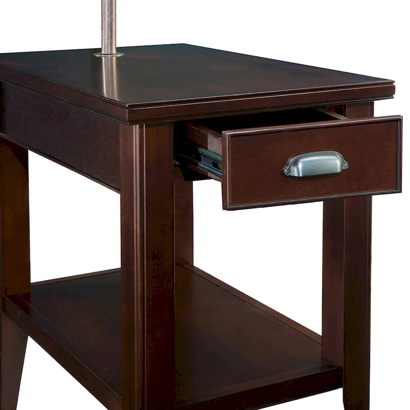 Table d'appoint Leick Home Laurent avec lampe pivotante et tiroir