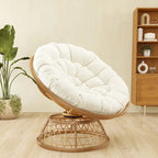 Fauteuil pivotant Papasan d'extérieur en osier jaune Cozywor