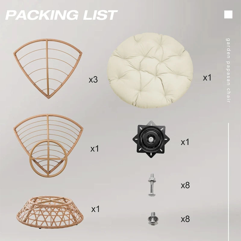 Fauteuil pivotant Papasan d'extérieur en osier jaune Cozywor