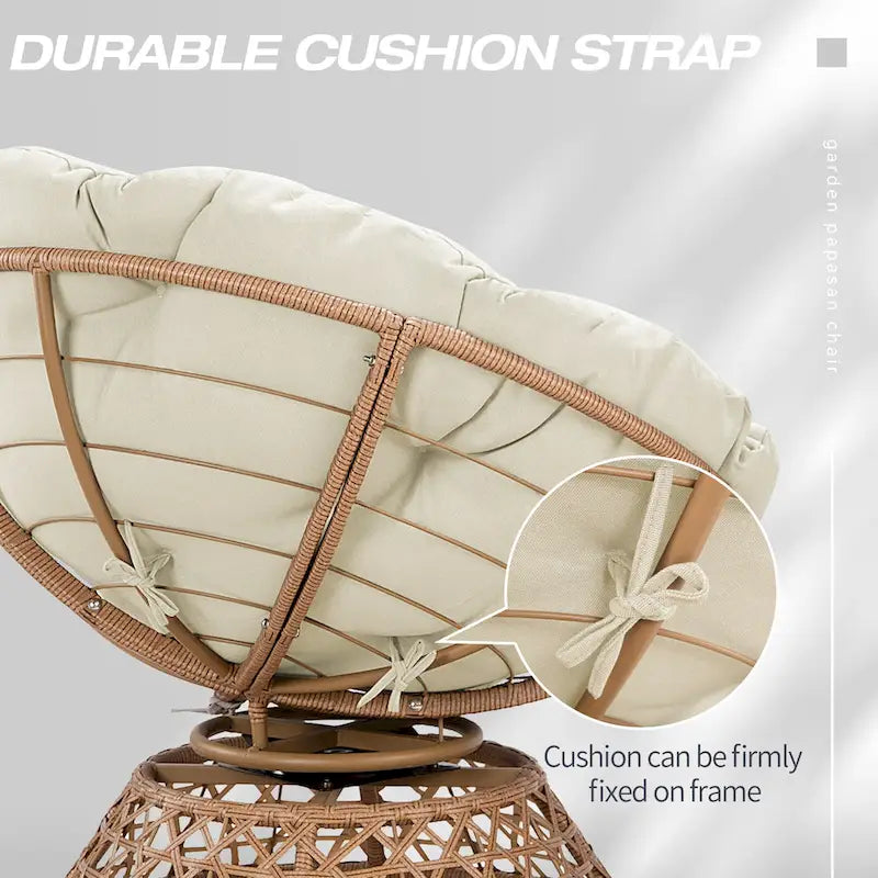 Fauteuil pivotant Papasan d'extérieur en osier jaune Cozywor