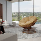 Fauteuil pivotant Papasan d'extérieur en osier jaune Cozywor