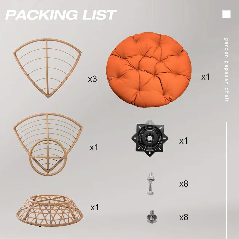 Fauteuil pivotant Papasan d'extérieur en osier jaune Cozywor