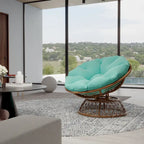 Fauteuil pivotant Papasan d'extérieur en osier jaune Cozywor