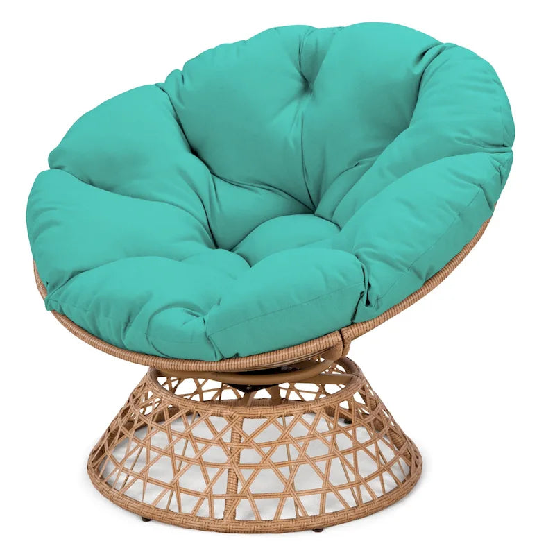 Fauteuil pivotant Papasan d'extérieur en osier jaune Cozywor