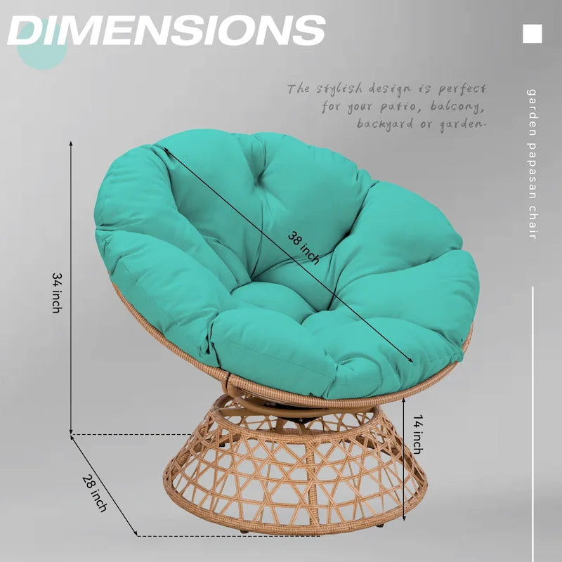 Fauteuil pivotant Papasan d'extérieur en osier jaune Cozywor