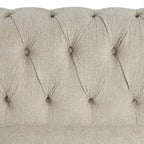 Ensemble Chesterfield Morden Fort 3 pièces avec boutons, comprenant fauteuil, causeuse et canapé, pour salon, lin, pieds en bois massif.