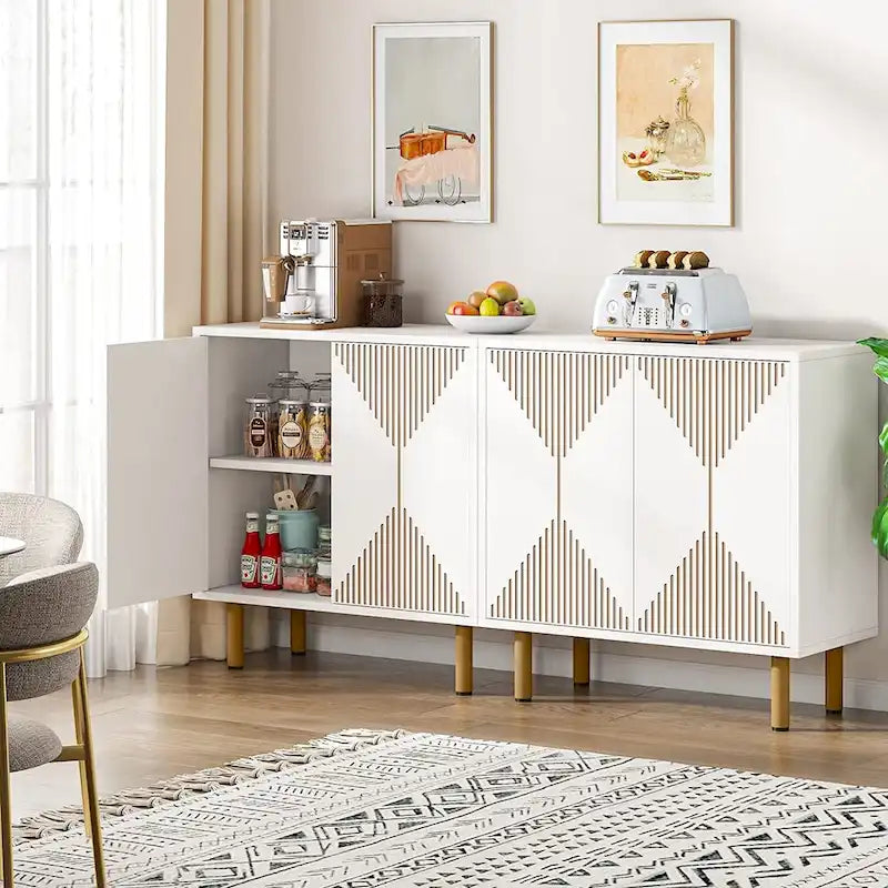 Buffet de rangement blanc de 58 pouces