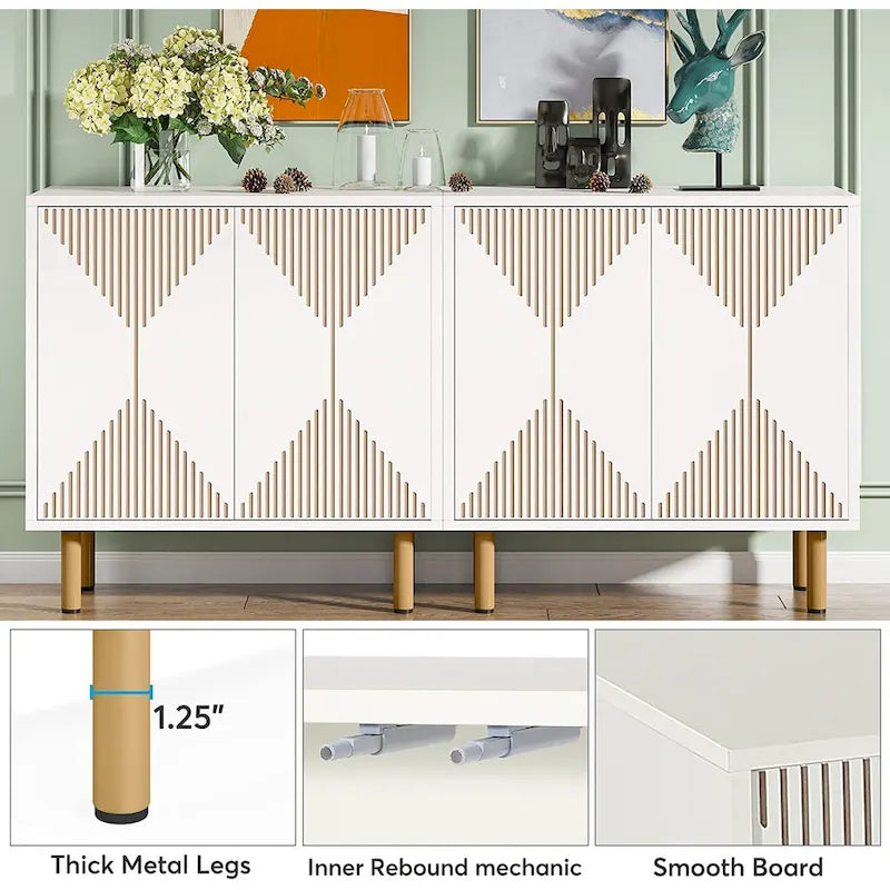 Buffet de rangement blanc de 58 pouces