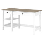 Bureau informatique 54W avec étagères, gris shiplap/blanc pur et noir vintage/pin recyclé, 1 personne
