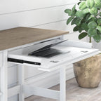 Bureau informatique 54W avec étagères, gris shiplap/blanc pur et noir vintage/pin recyclé, 1 personne