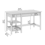 Bureau informatique 54W avec étagères, gris shiplap/blanc pur et noir vintage/pin recyclé, 1 personne