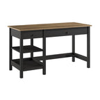 Bureau informatique 54W avec étagères, gris shiplap/blanc pur et noir vintage/pin recyclé, 1 personne