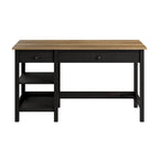 Bureau informatique 54W avec étagères, gris shiplap/blanc pur et noir vintage/pin recyclé, 1 personne