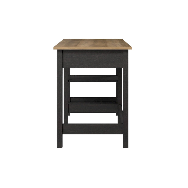 Bureau informatique 54W avec étagères, gris shiplap/blanc pur et noir vintage/pin recyclé, 1 personne