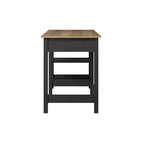 Bureau informatique 54W avec étagères, gris shiplap/blanc pur et noir vintage/pin recyclé, 1 personne