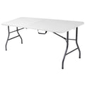 Table pliante en deux de 6 pieds, blanc/noir, 6 places