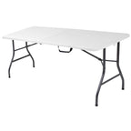 Table pliante en deux de 6 pieds, blanc/noir, 6 places
